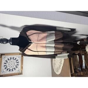 Bright and Colorful Striped Knit Hoodie Sweater with Zipper Women’s Size XL